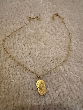 Sagittarius Pendant Gold Filigree Oval Pendant Necklace - Women Jewelry